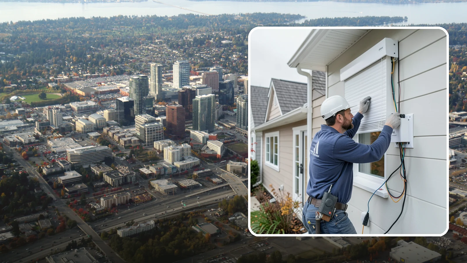 Motorized Shade Installation in Bellevue, King County, WA - We install motorized shades that manage light, privacy, and energy with a tap or an automated schedule.