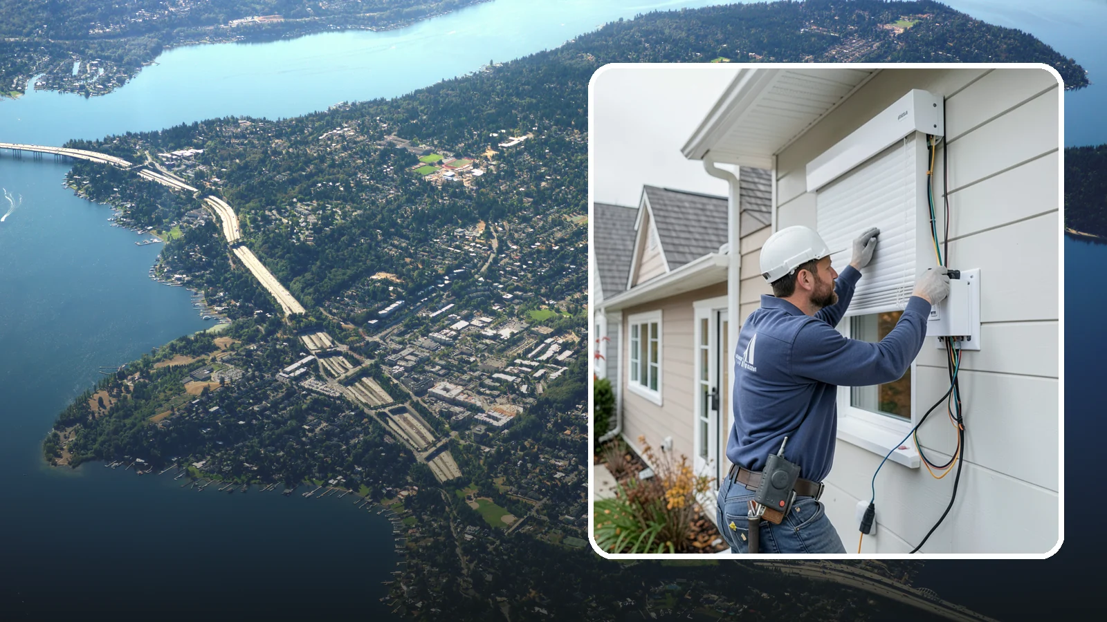 Motorized Shade Installation in Mercer Island, King County, WA - We install motorized shades that manage light, privacy, and energy with a tap or an automated schedule.