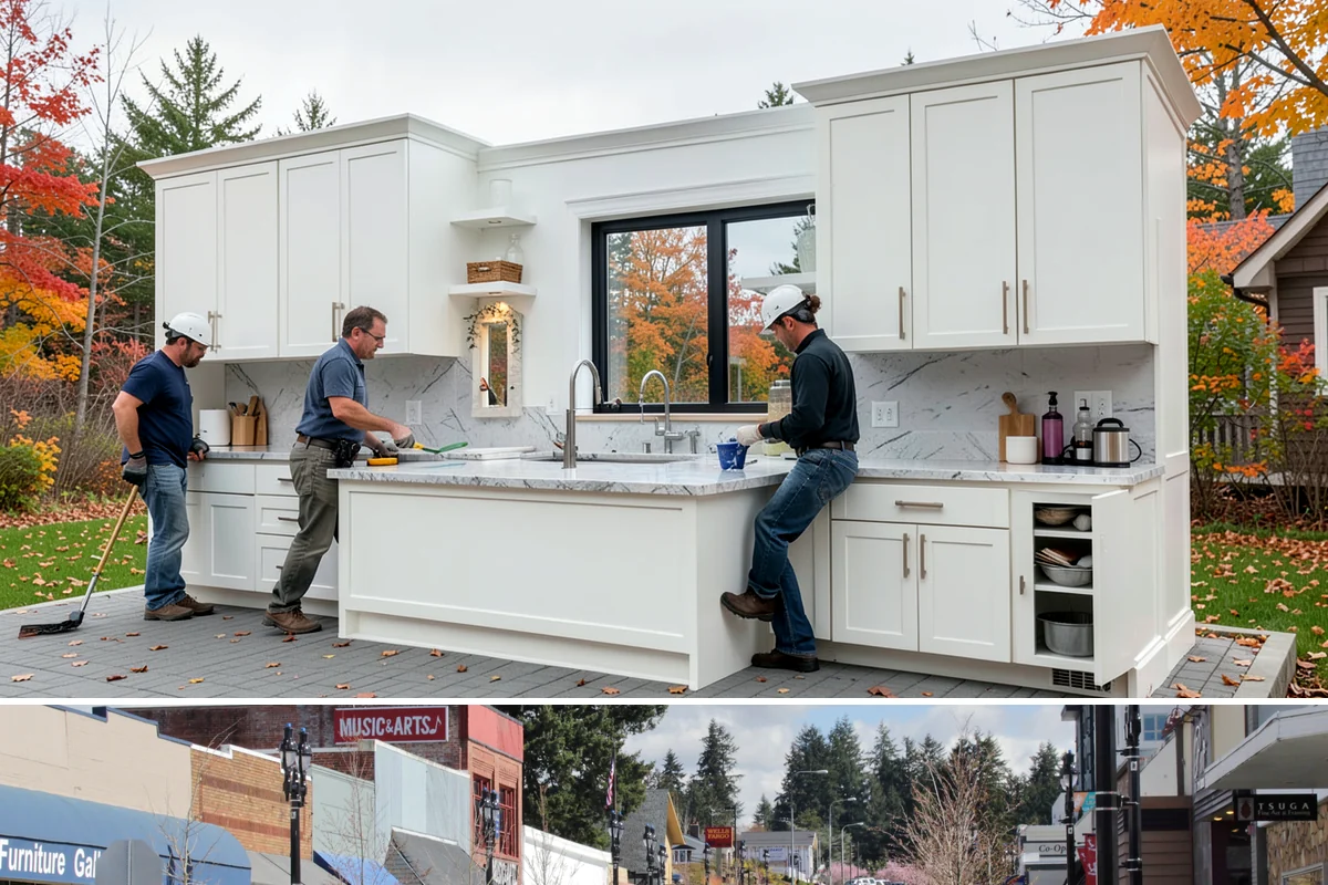 Mudroom Bench Construction in Bothell, King County, WA - This project fits well in early autumn so the bench is ready to organize soggy footwear before the heaviest PNW rains arrive.
