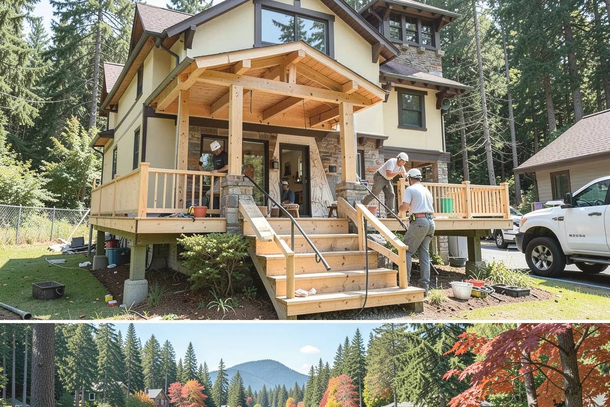 Mudroom Construction in Covington, King County, WA - The dry stretch from June through September is preferred for mudroom construction that opens up exterior walls, minimizing rain...