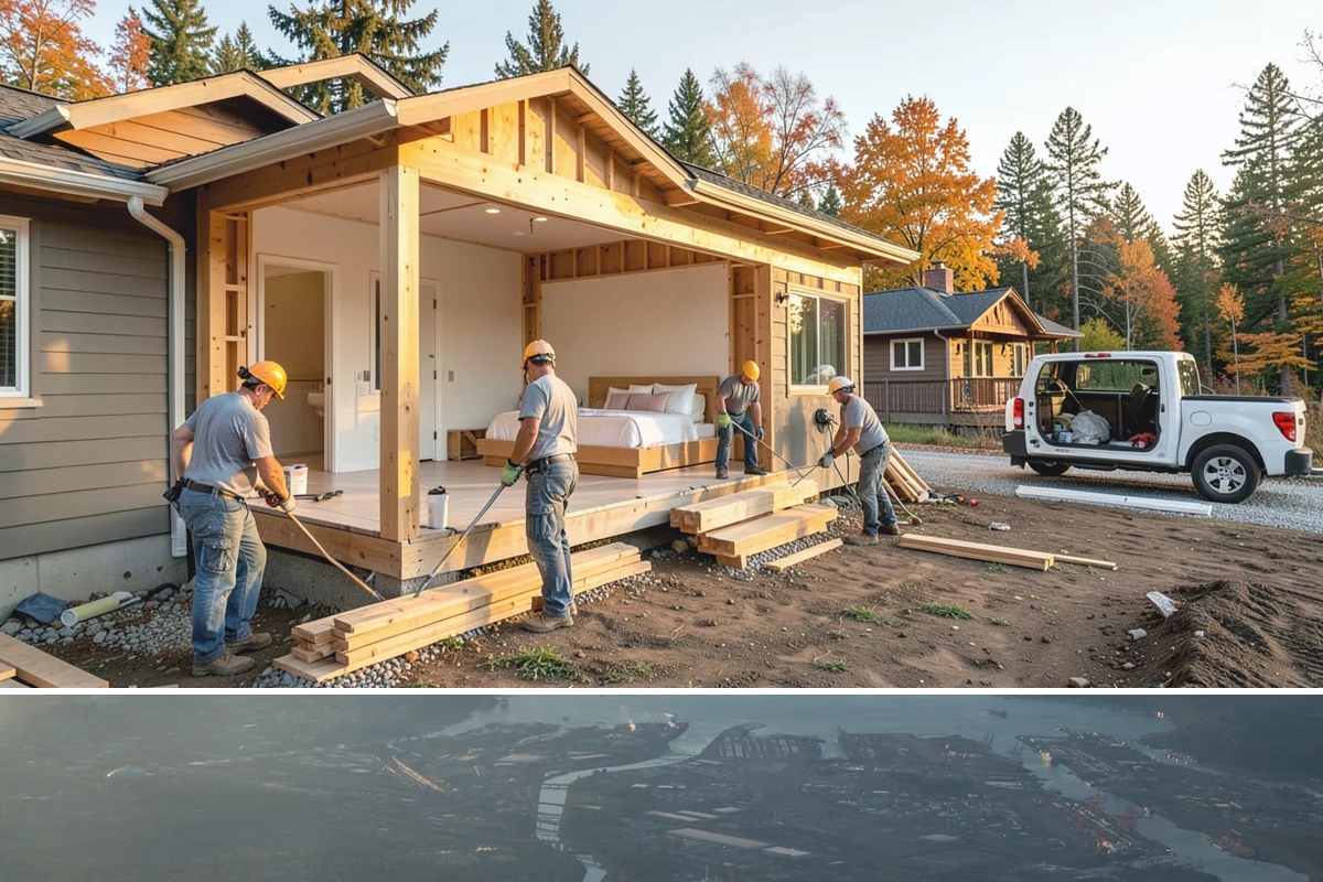Mudroom Construction in Fife, Pierce County, WA - The dry stretch from June through September is preferred for mudroom construction that opens up exterior walls, minimizing rain...