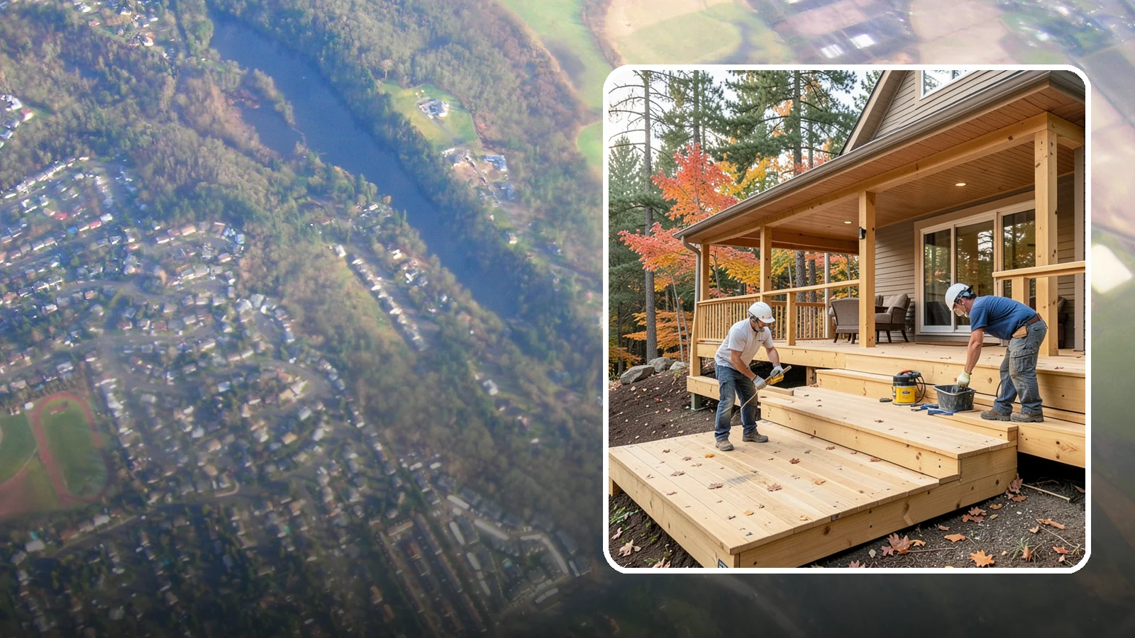 Multi-Level Deck Construction in Algona, King County, WA - Multi-level deck construction that carves usable terraces out of sloped Western Washington lots.