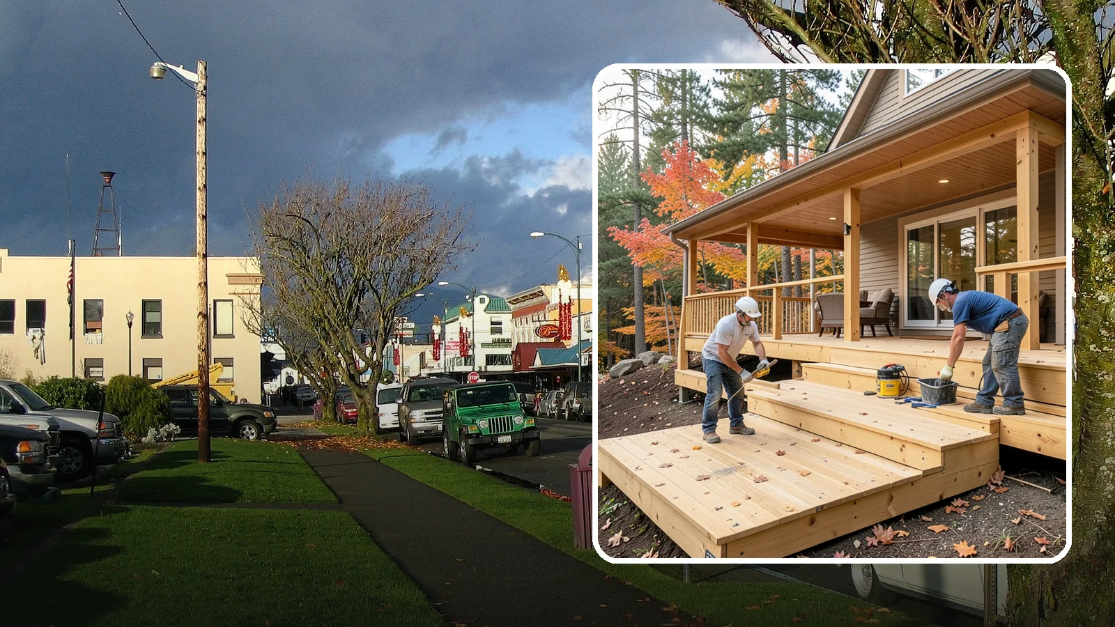 Multi-Level Deck Construction in Arlington, Snohomish County, WA - Multi-level deck construction that carves usable terraces out of sloped Western Washington lots.