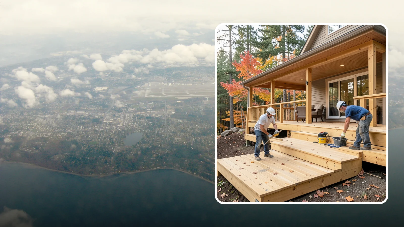 Multi-Level Deck Construction in Burien, King County, WA - Multi-level deck construction that carves usable terraces out of sloped Western Washington lots.