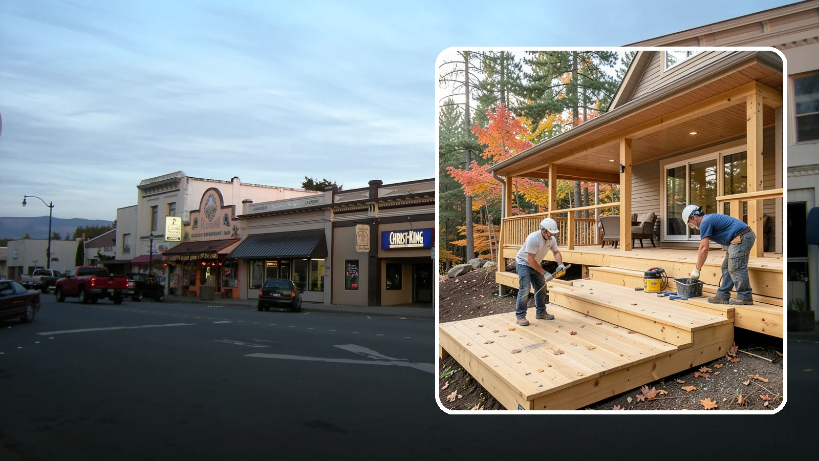 Multi-Level Deck Construction in Burlington, Skagit County, WA - Multi-level deck construction that carves usable terraces out of sloped Western Washington lots.