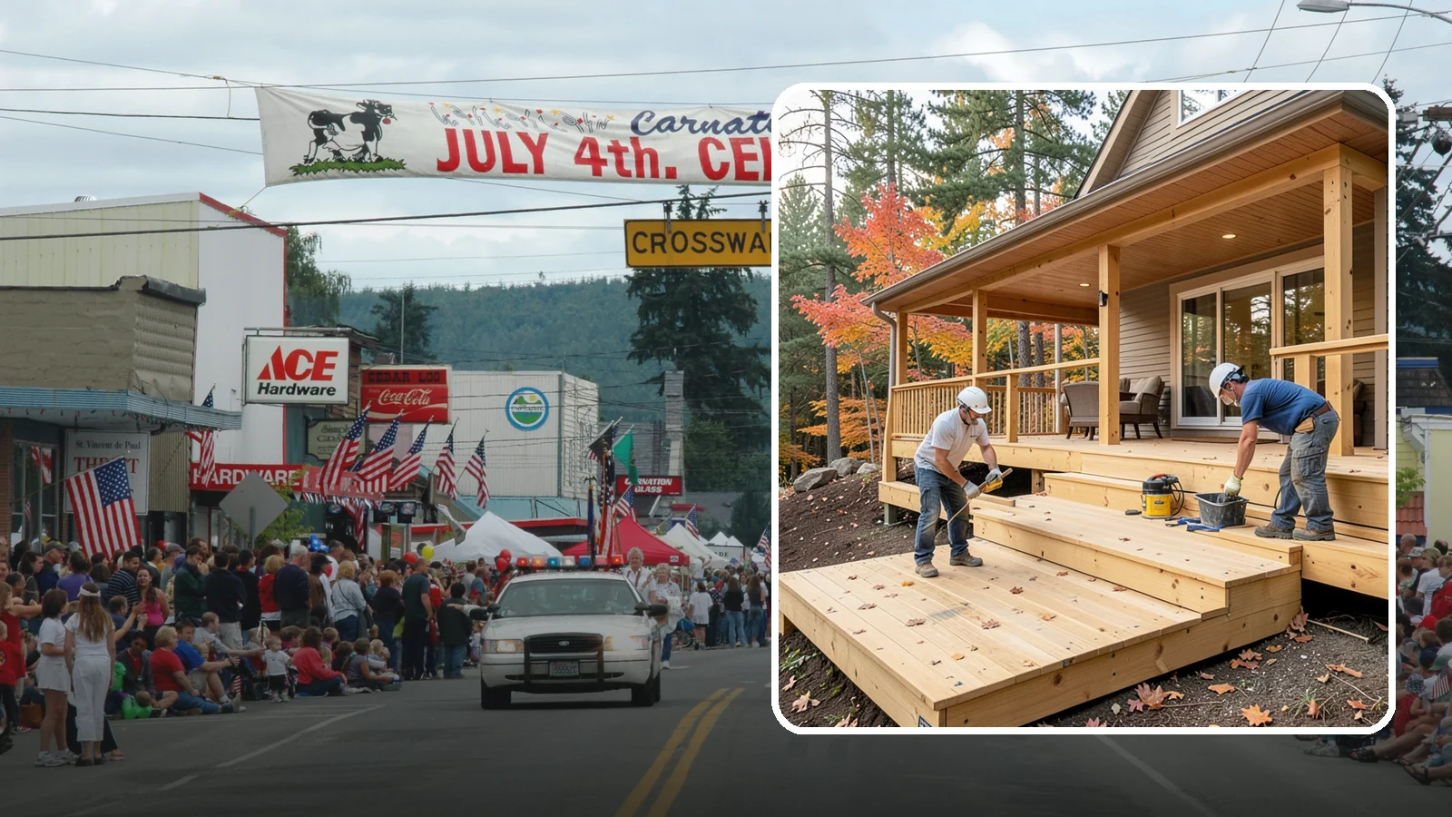Multi-Level Deck Construction in Carnation, King County, WA - Multi-level deck construction that carves usable terraces out of sloped Western Washington lots.