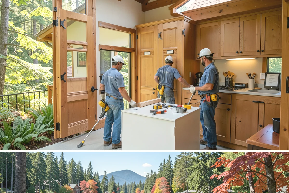 Multi-Level Deck Construction in Covington, King County, WA - Summer's drier ground makes excavation and footing work on slopes far more manageable, so we prioritize hillside builds then.