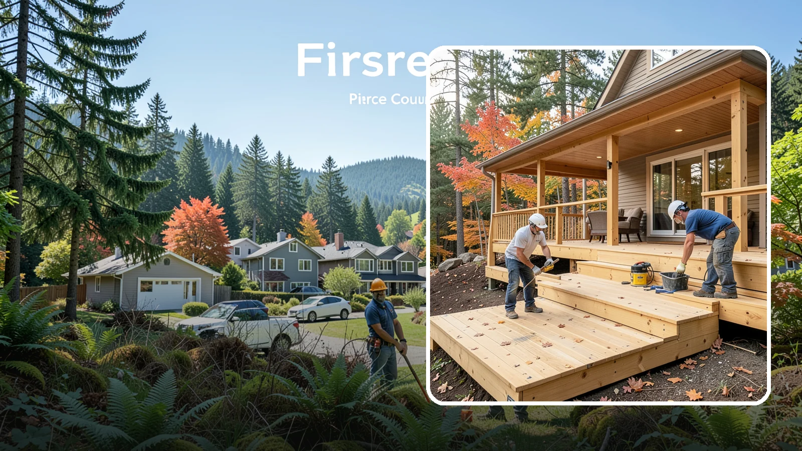 Multi-Level Deck Construction in Fircrest, Pierce County, WA - Multi-level deck construction that carves usable terraces out of sloped Western Washington lots.