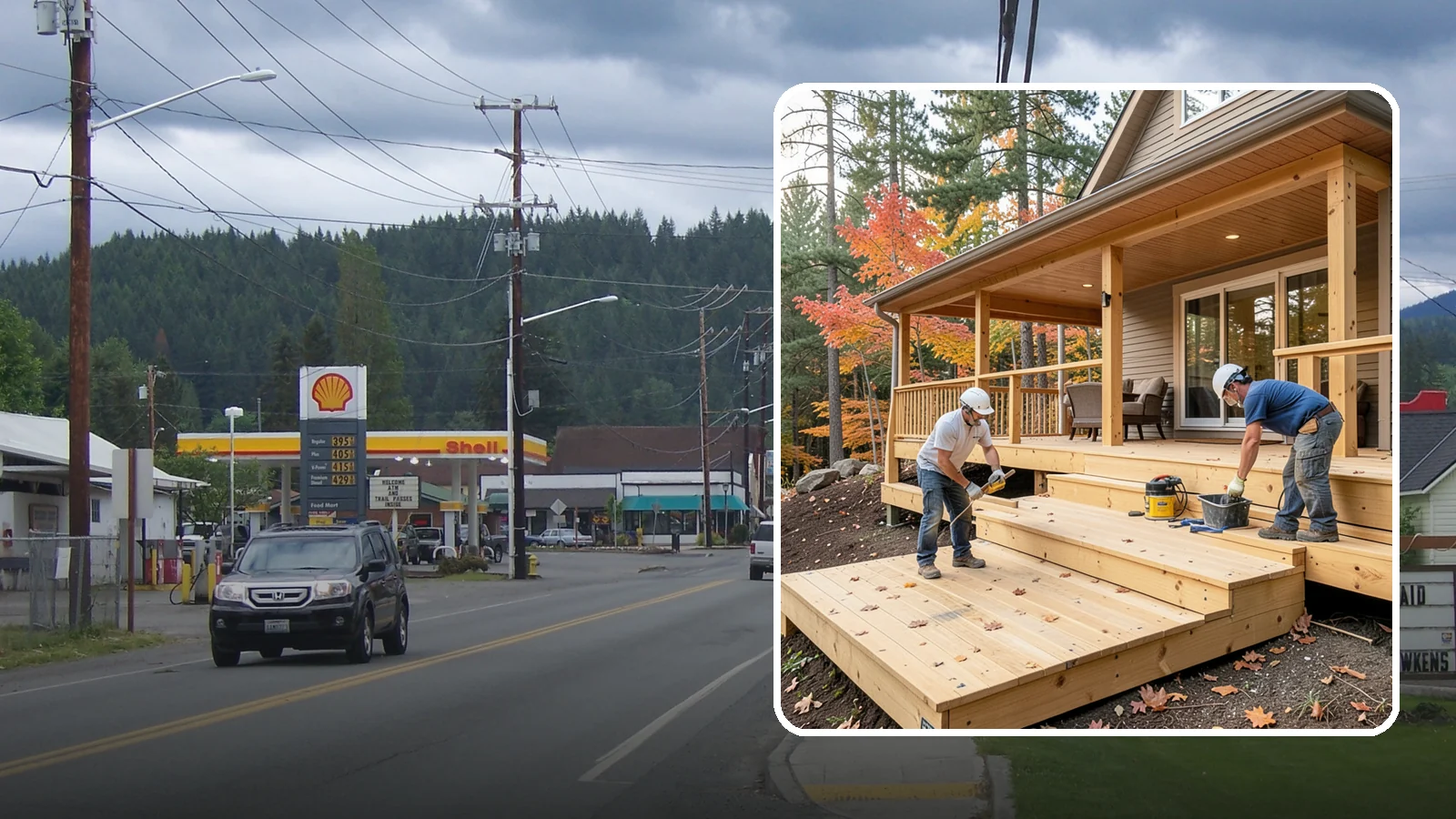 Multi-Level Deck Construction in Granite Falls, Snohomish County, WA - Multi-level deck construction that carves usable terraces out of sloped Western Washington lots.