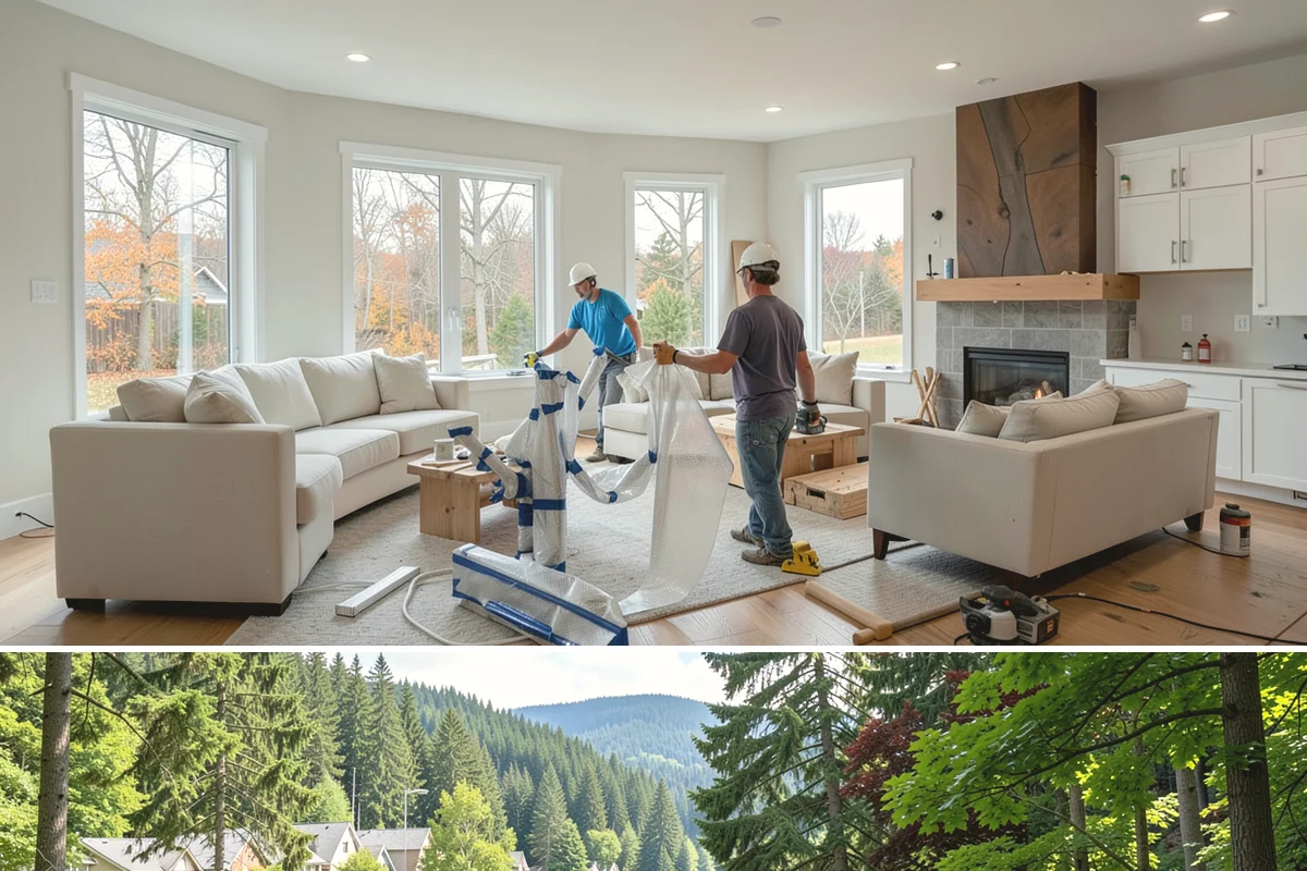Multi-Level Deck Construction in Lake Forest Park, King County, WA - Summer's drier ground makes excavation and footing work on slopes far more manageable, so we prioritize hillside builds then.