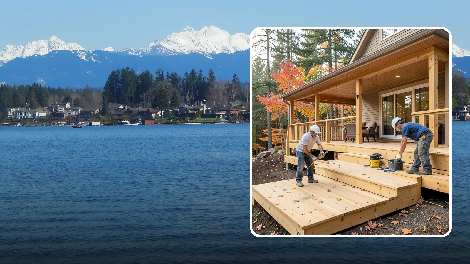 Multi-Level Deck Construction in Lake Stevens, Snohomish County, WA - Multi-level deck construction that carves usable terraces out of sloped Western Washington lots.
