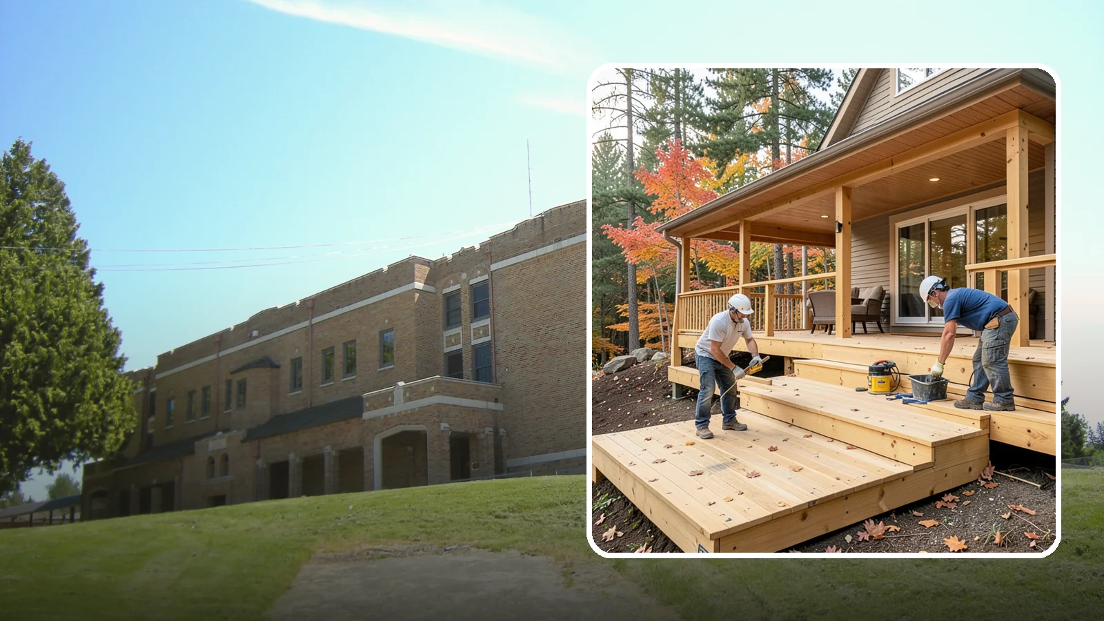 Multi-Level Deck Construction in Maple Valley, King County, WA - Multi-level deck construction that carves usable terraces out of sloped Western Washington lots.