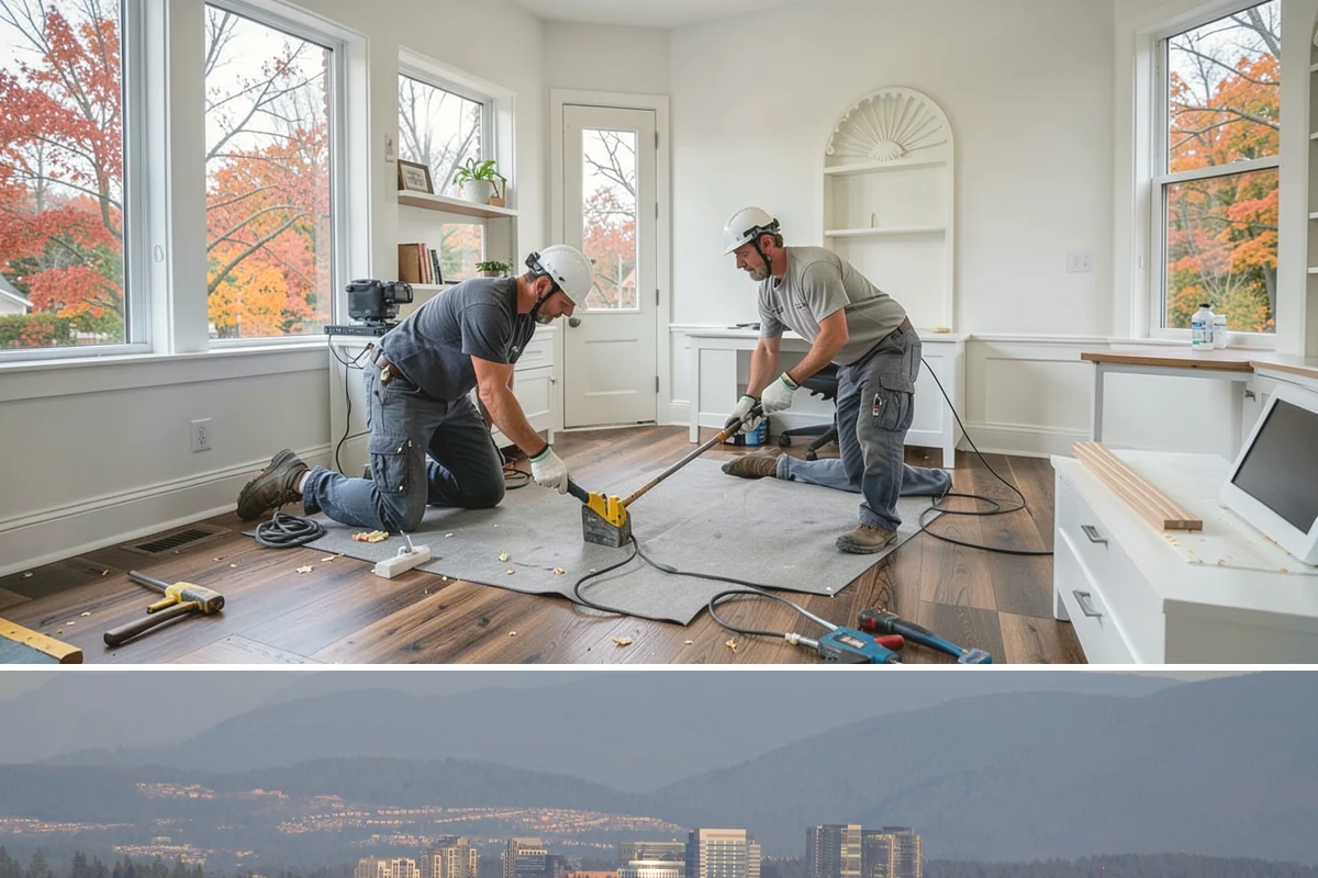 Multi-Level Deck Construction in Medina, King County, WA - Summer's drier ground makes excavation and footing work on slopes far more manageable, so we prioritize hillside builds then.