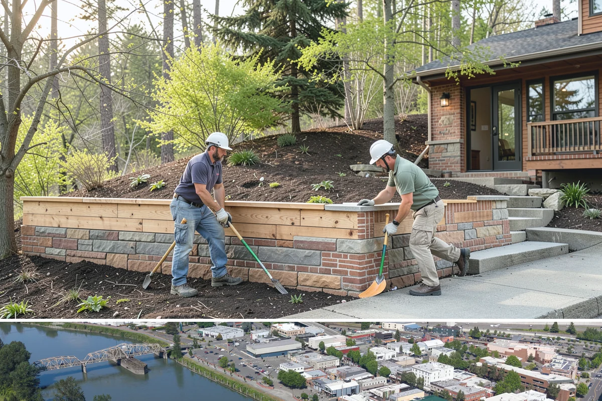 Multi-Level Deck Construction in Mount Vernon, Skagit County, WA - Summer's drier ground makes excavation and footing work on slopes far more manageable, so we prioritize hillside builds then.