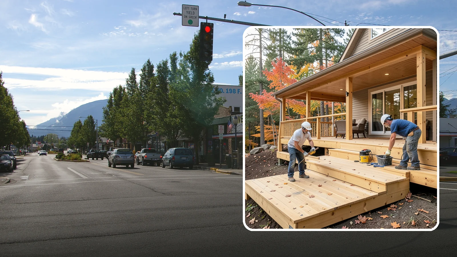 Multi-Level Deck Construction in North Bend, King County, WA - Multi-level deck construction that carves usable terraces out of sloped Western Washington lots.