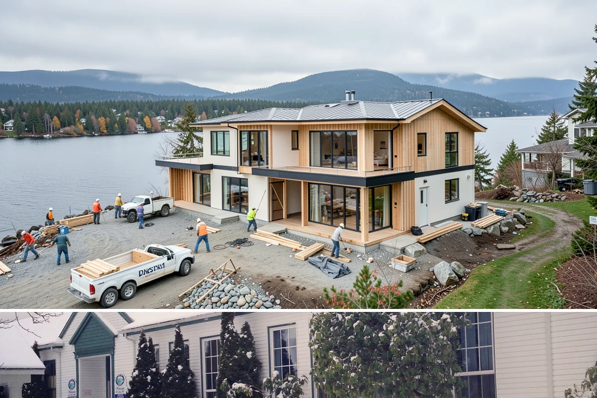 Multi-Level Deck Construction in Pacific, King County, WA - Summer's drier ground makes excavation and footing work on slopes far more manageable, so we prioritize hillside builds then.