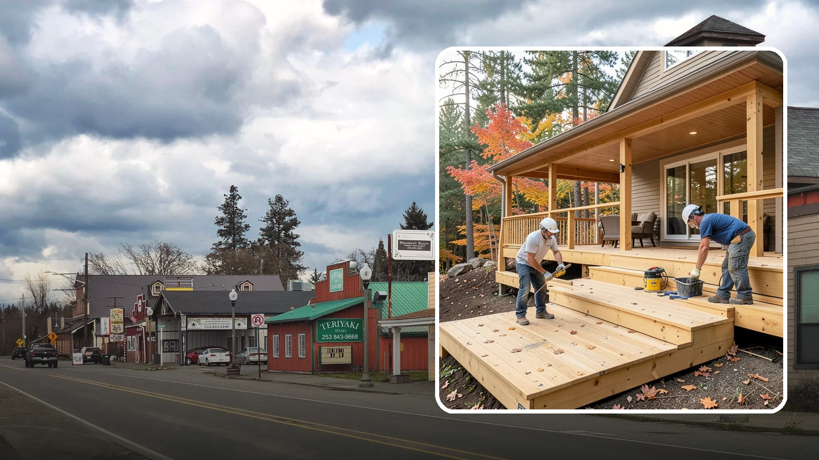Multi-Level Deck Construction in Roy, Pierce County, WA - Multi-level deck construction that carves usable terraces out of sloped Western Washington lots.