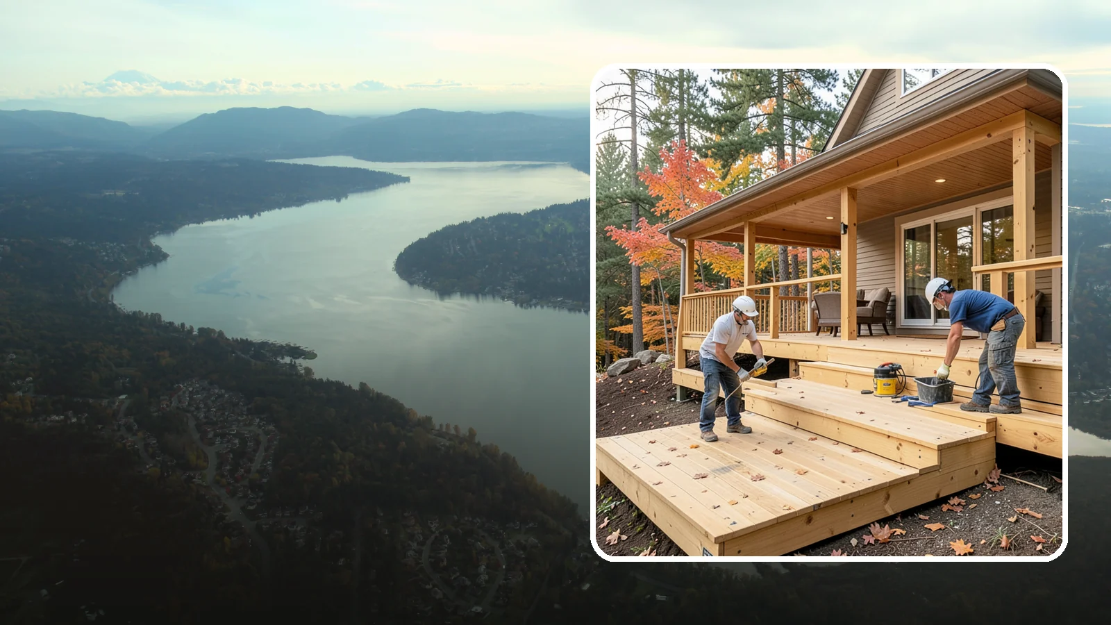 Multi-Level Deck Construction in Sammamish, King County, WA - Multi-level deck construction that carves usable terraces out of sloped Western Washington lots.