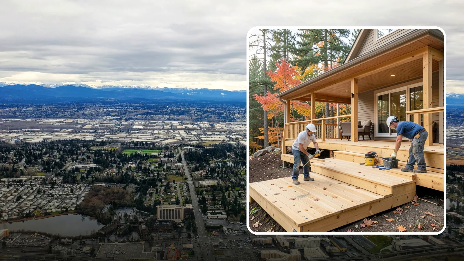 Multi-Level Deck Construction in SeaTac, King County, WA - Multi-level deck construction that carves usable terraces out of sloped Western Washington lots.
