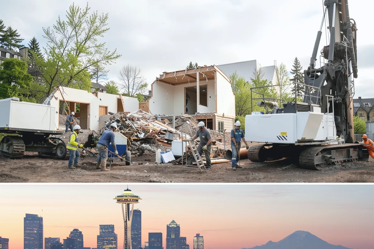 Multi-Level Deck Construction in Seattle, King County, WA - Summer's drier ground makes excavation and footing work on slopes far more manageable, so we prioritize hillside builds then.