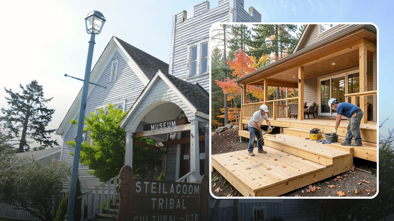 Multi-Level Deck Construction in Steilacoom, Pierce County, WA - Multi-level deck construction that carves usable terraces out of sloped Western Washington lots.