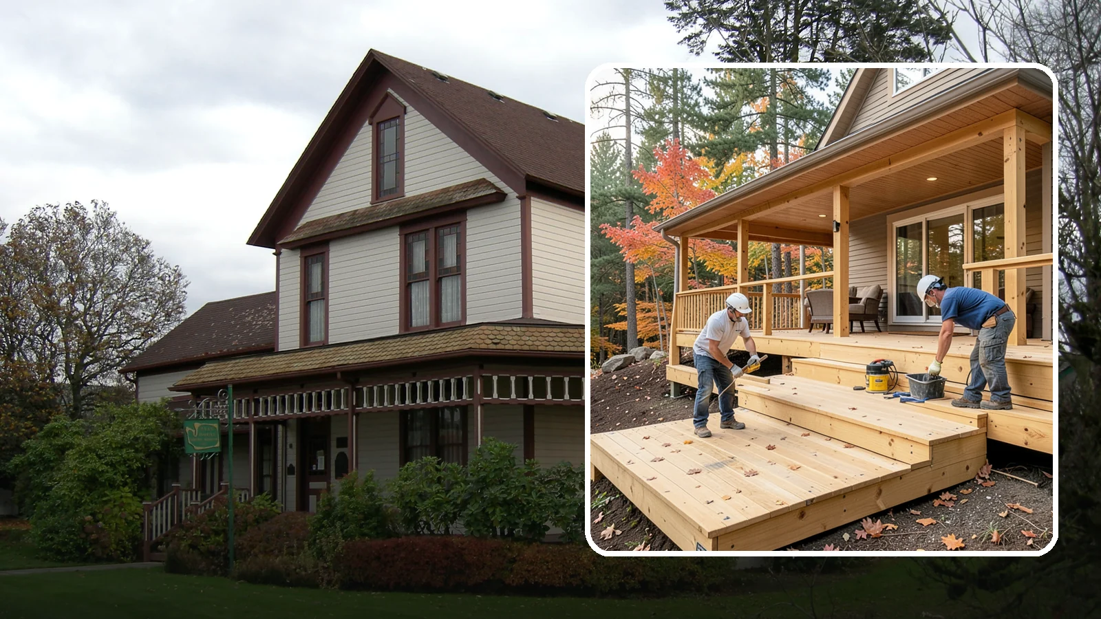 Multi-Level Deck Construction in Sumner, Pierce County, WA - Multi-level deck construction that carves usable terraces out of sloped Western Washington lots.