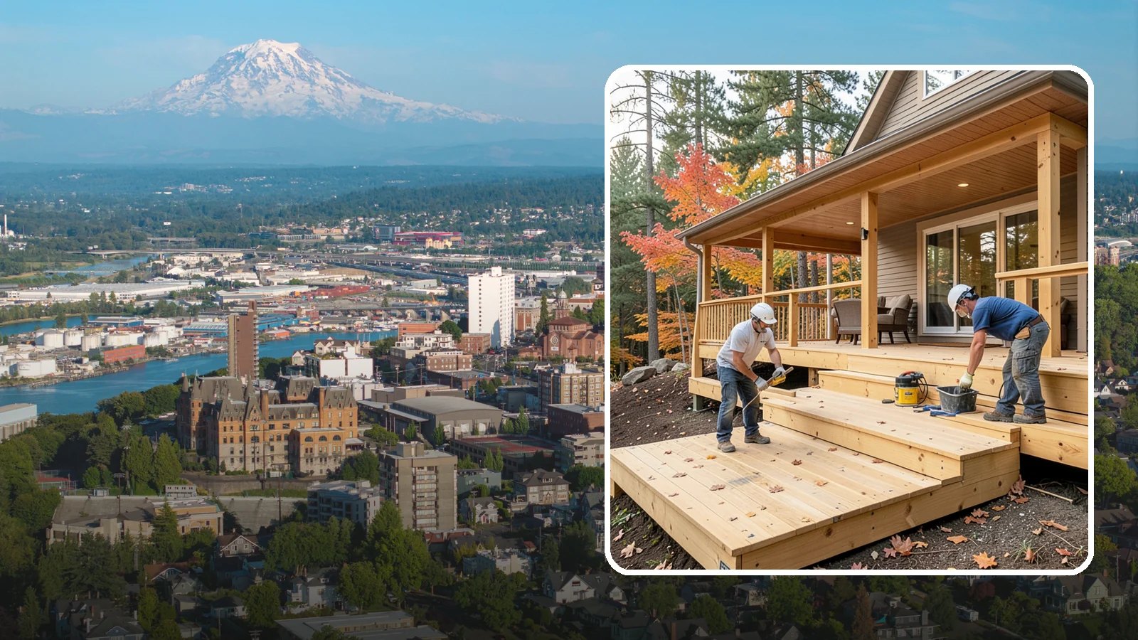 Multi-Level Deck Construction in Tacoma, Pierce County, WA - Multi-level deck construction that carves usable terraces out of sloped Western Washington lots.