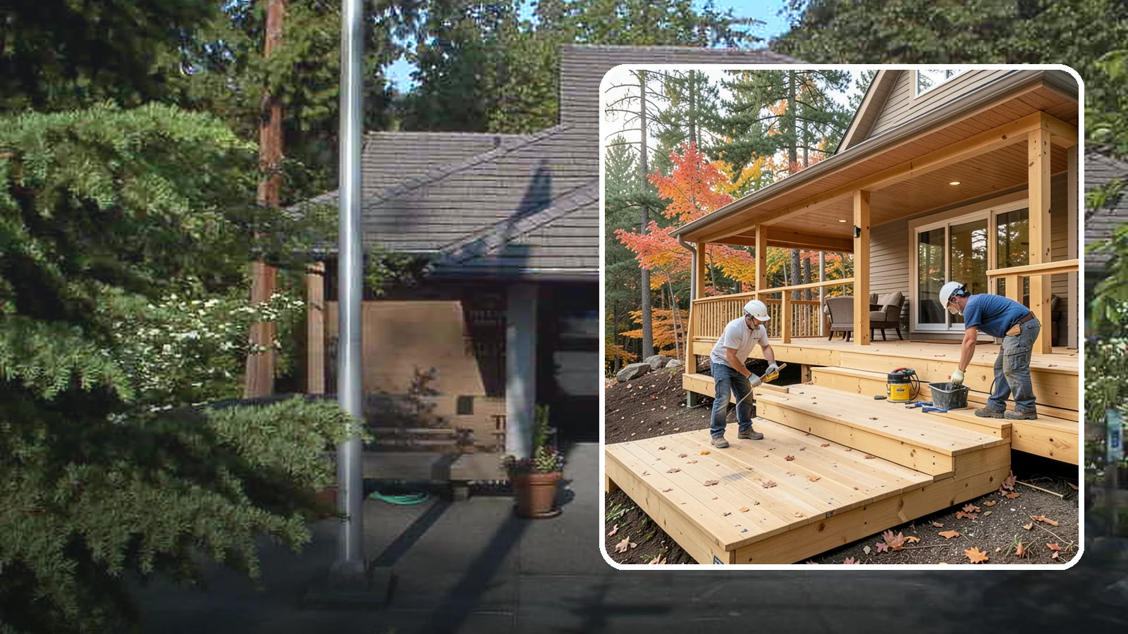 Multi-Level Deck Construction in Yarrow Point, King County, WA - Multi-level deck construction that carves usable terraces out of sloped Western Washington lots.