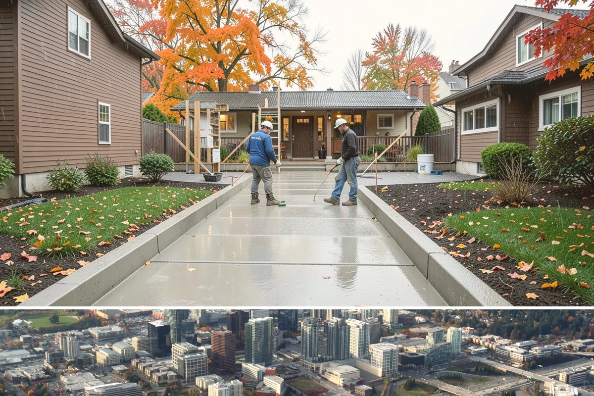Natural Stone Flooring in Bellevue, King County, WA - Natural stone is installed indoors year-round, though drier months ease the handling and staging of heavy stone slabs.