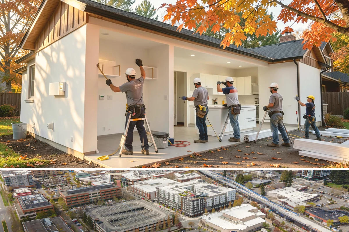 Natural Stone Flooring in Redmond, King County, WA - Natural stone is installed indoors year-round, though drier months ease the handling and staging of heavy stone slabs.
