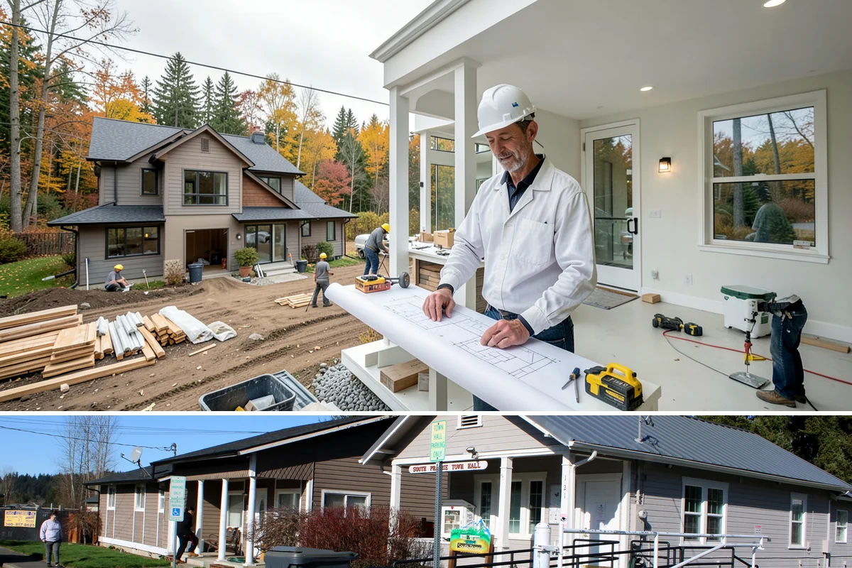 Natural Stone Flooring in South Prairie, Pierce County, WA - Natural stone is installed indoors year-round, though drier months ease the handling and staging of heavy stone slabs.