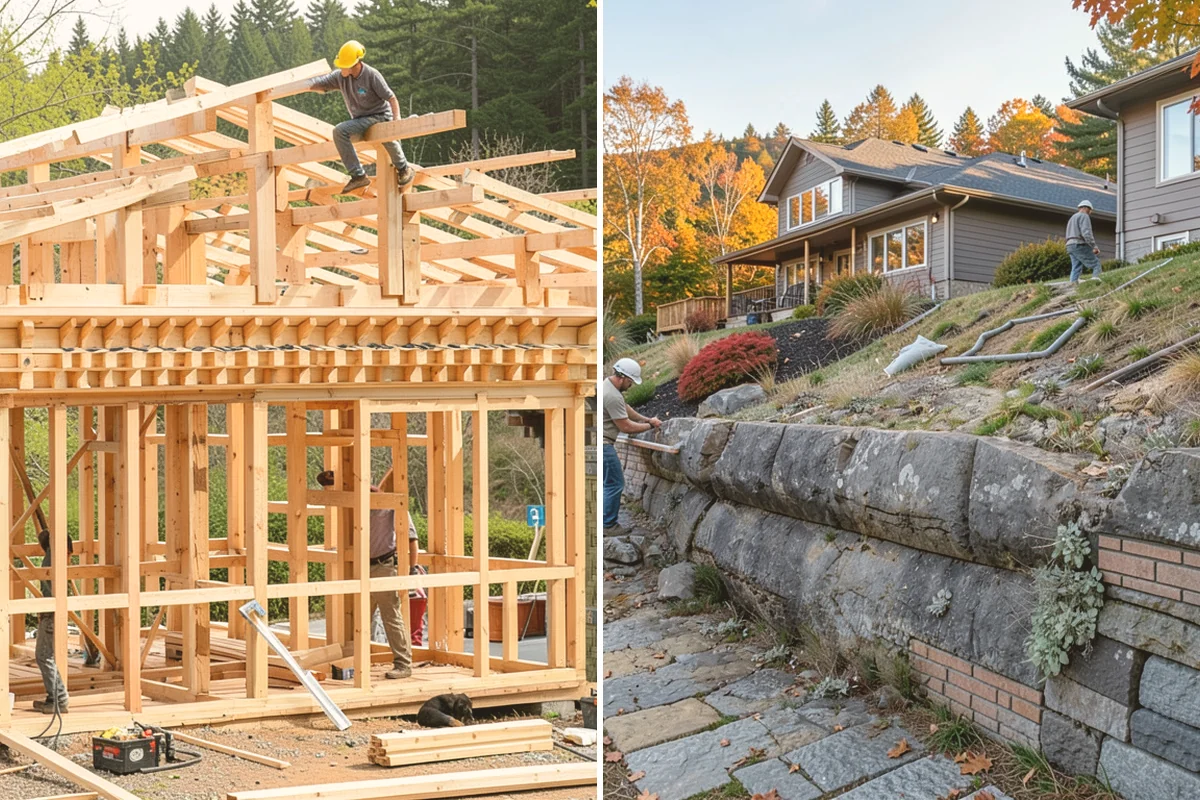 Natural Stone Retaining Wall in Bellevue, King County, WA - Plan the wall layout, stone selection, and drainage