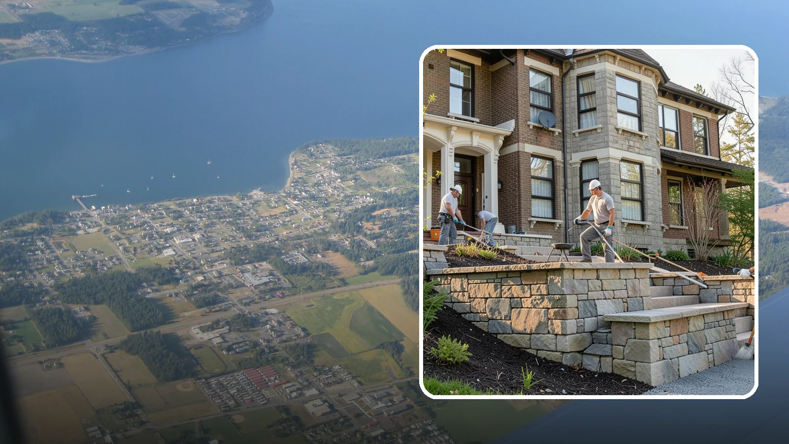 Natural Stone Retaining Wall in Coupeville, Island County, WA - Hand-setting natural stone into a retaining wall that combines timeless beauty with solid slope support.