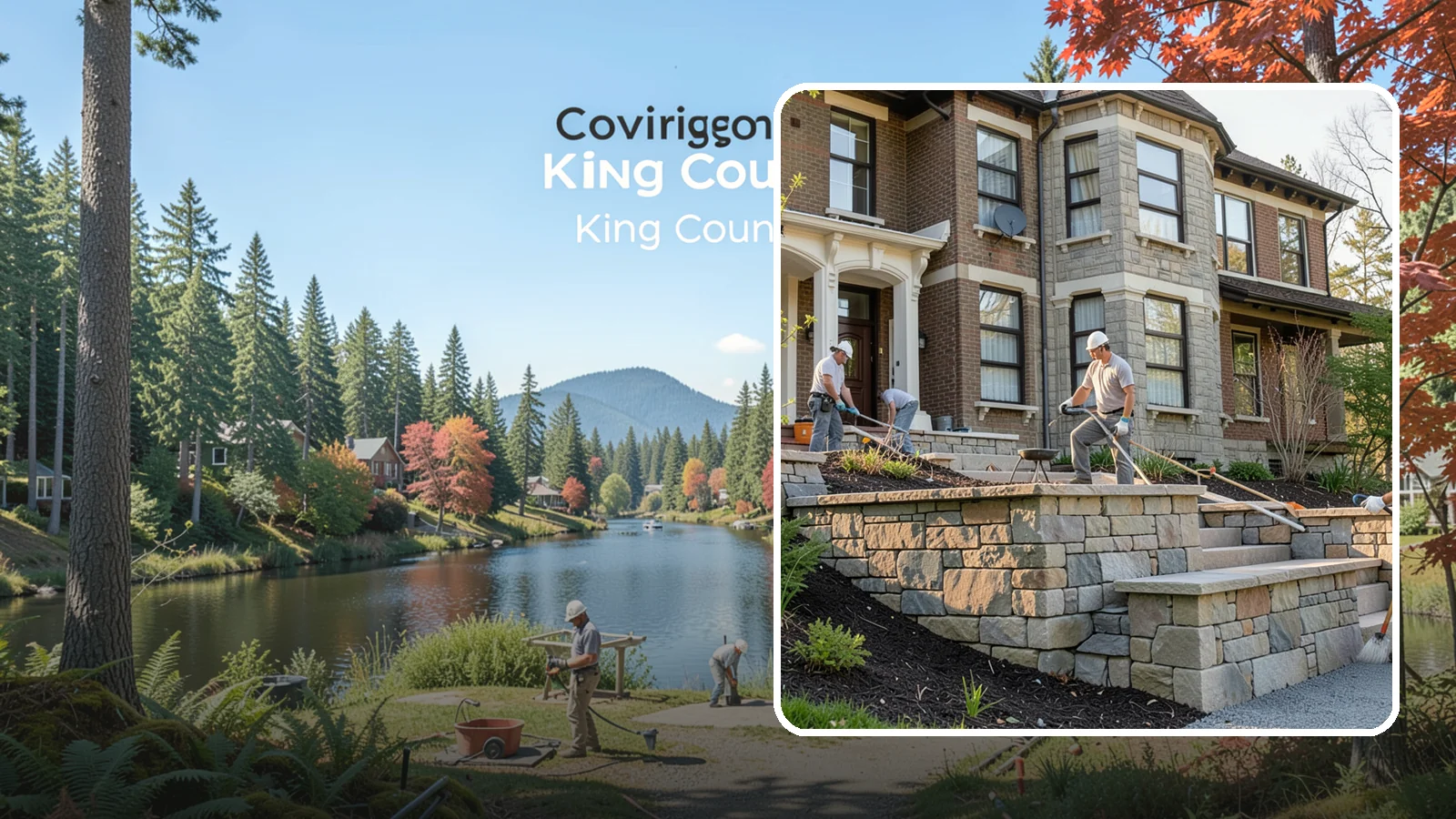 Natural Stone Retaining Wall in Covington, King County, WA - Hand-setting natural stone into a retaining wall that combines timeless beauty with solid slope support.