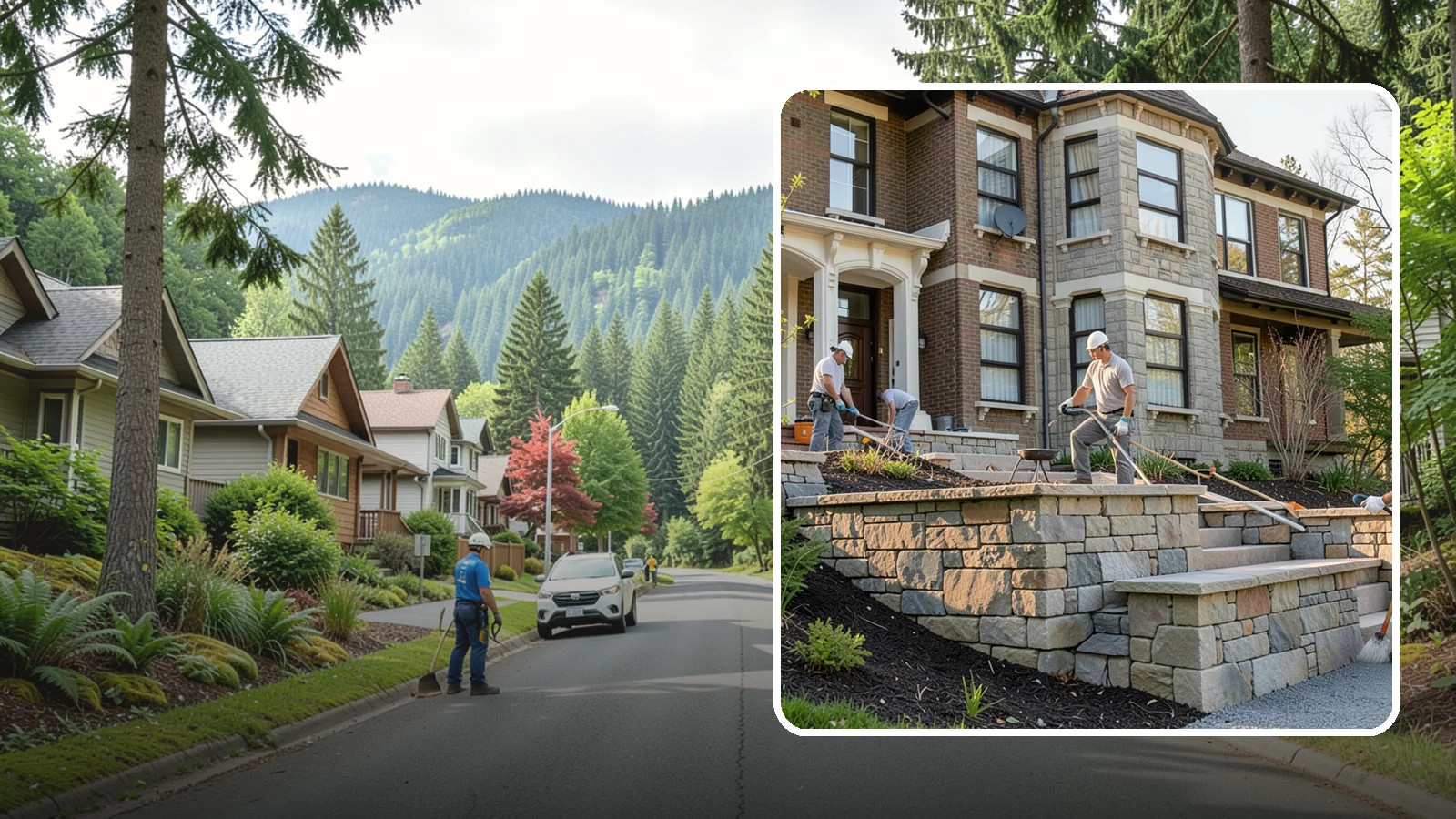 Natural Stone Retaining Wall in Darrington, Snohomish County, WA - Hand-setting natural stone into a retaining wall that combines timeless beauty with solid slope support.