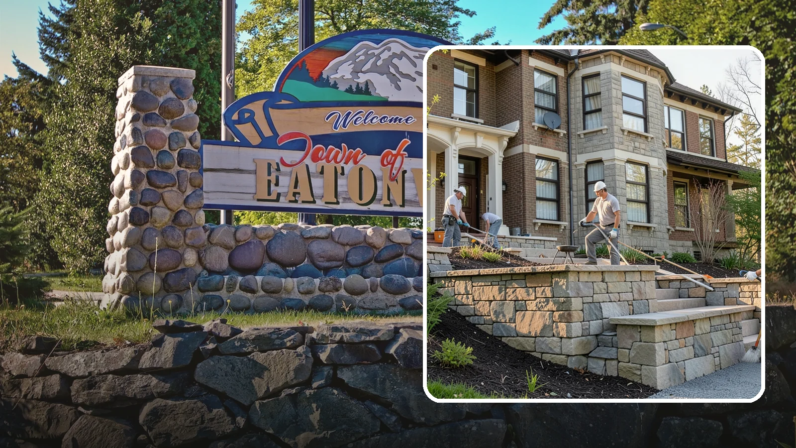 Natural Stone Retaining Wall in Eatonville, Pierce County, WA - Hand-setting natural stone into a retaining wall that combines timeless beauty with solid slope support.