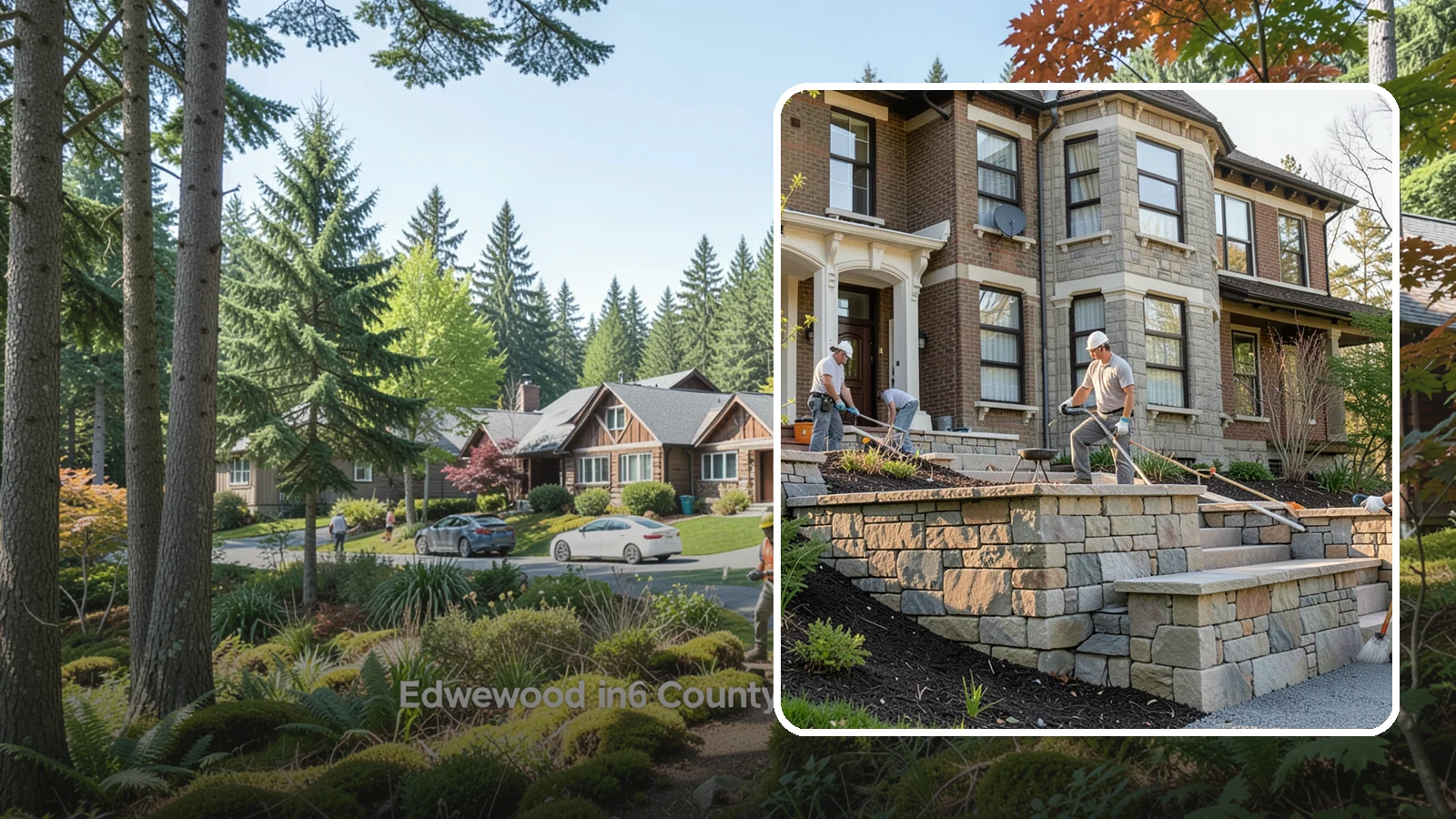 Natural Stone Retaining Wall in Edgewood, Pierce County, WA - Hand-setting natural stone into a retaining wall that combines timeless beauty with solid slope support.