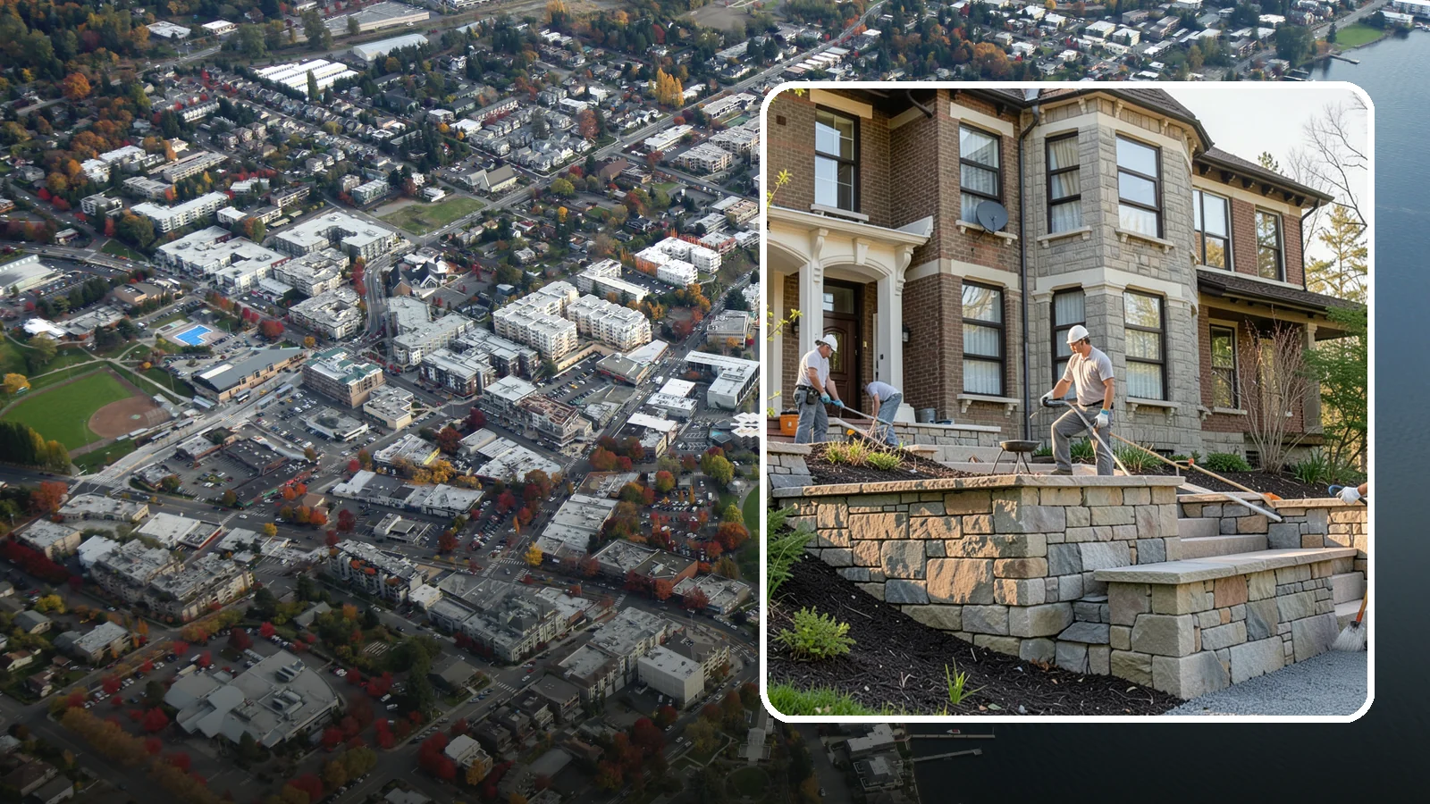 Natural Stone Retaining Wall in Kirkland, King County, WA - Hand-setting natural stone into a retaining wall that combines timeless beauty with solid slope support.