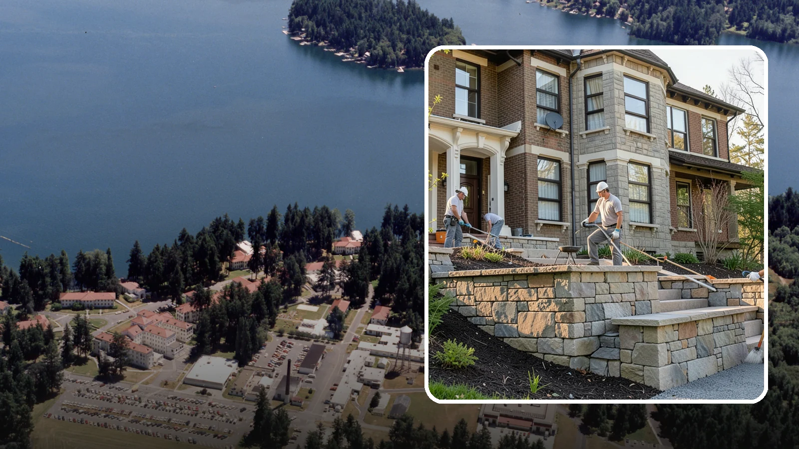 Natural Stone Retaining Wall in Lakewood, Pierce County, WA - Hand-setting natural stone into a retaining wall that combines timeless beauty with solid slope support.