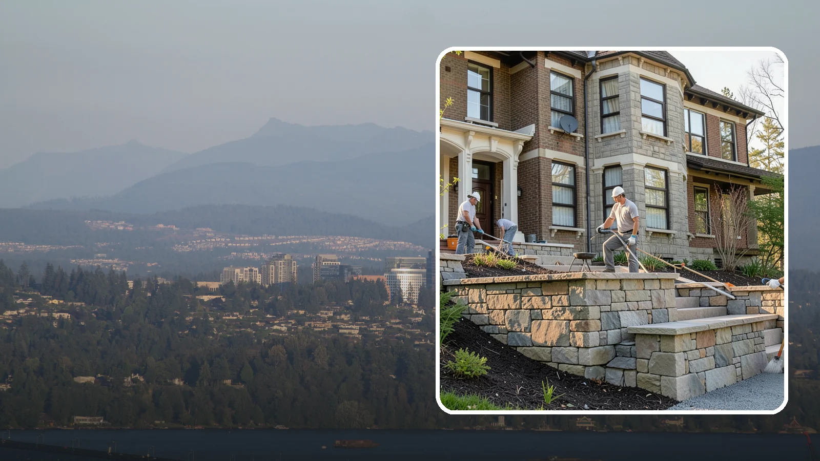 Natural Stone Retaining Wall in Medina, King County, WA - Hand-setting natural stone into a retaining wall that combines timeless beauty with solid slope support.