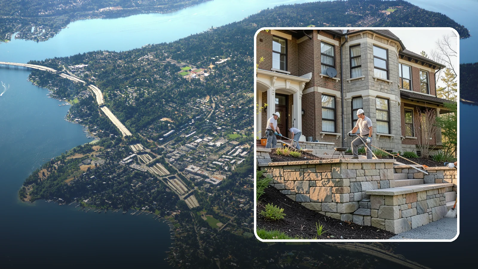 Natural Stone Retaining Wall in Mercer Island, King County, WA - Hand-setting natural stone into a retaining wall that combines timeless beauty with solid slope support.