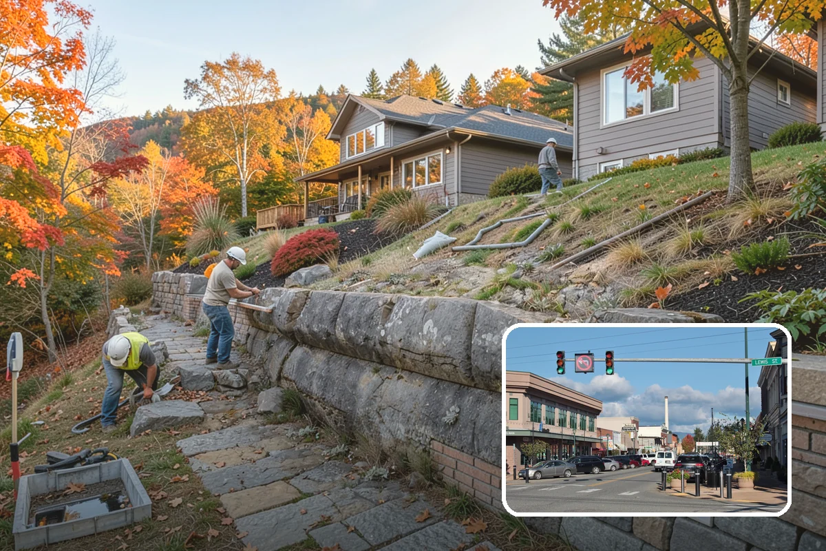 Natural Stone Retaining Wall in Monroe, Snohomish County, WA - Timeless, high-end appearance that ages beautifully