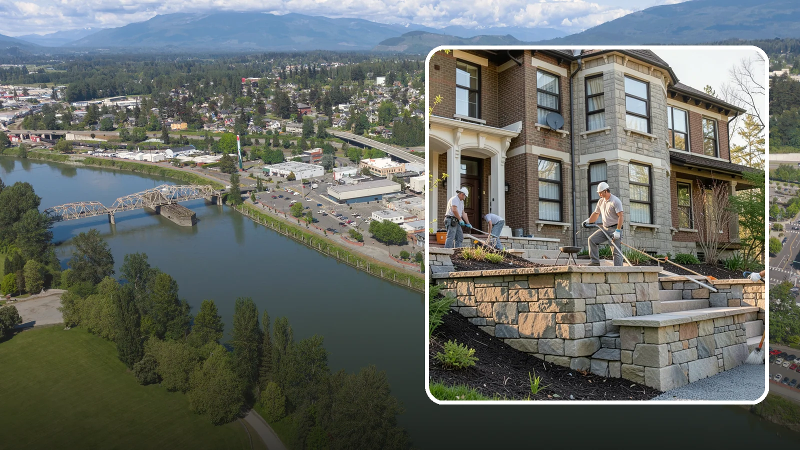 Natural Stone Retaining Wall in Mount Vernon, Skagit County, WA - Hand-setting natural stone into a retaining wall that combines timeless beauty with solid slope support.