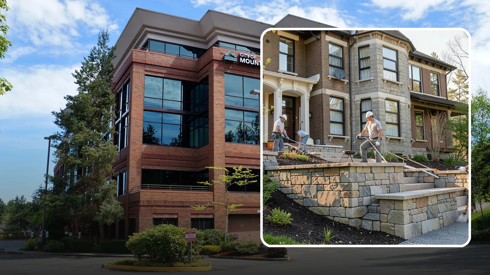 Natural Stone Retaining Wall in Mountlake Terrace, Snohomish County, WA - Hand-setting natural stone into a retaining wall that combines timeless beauty with solid slope support.