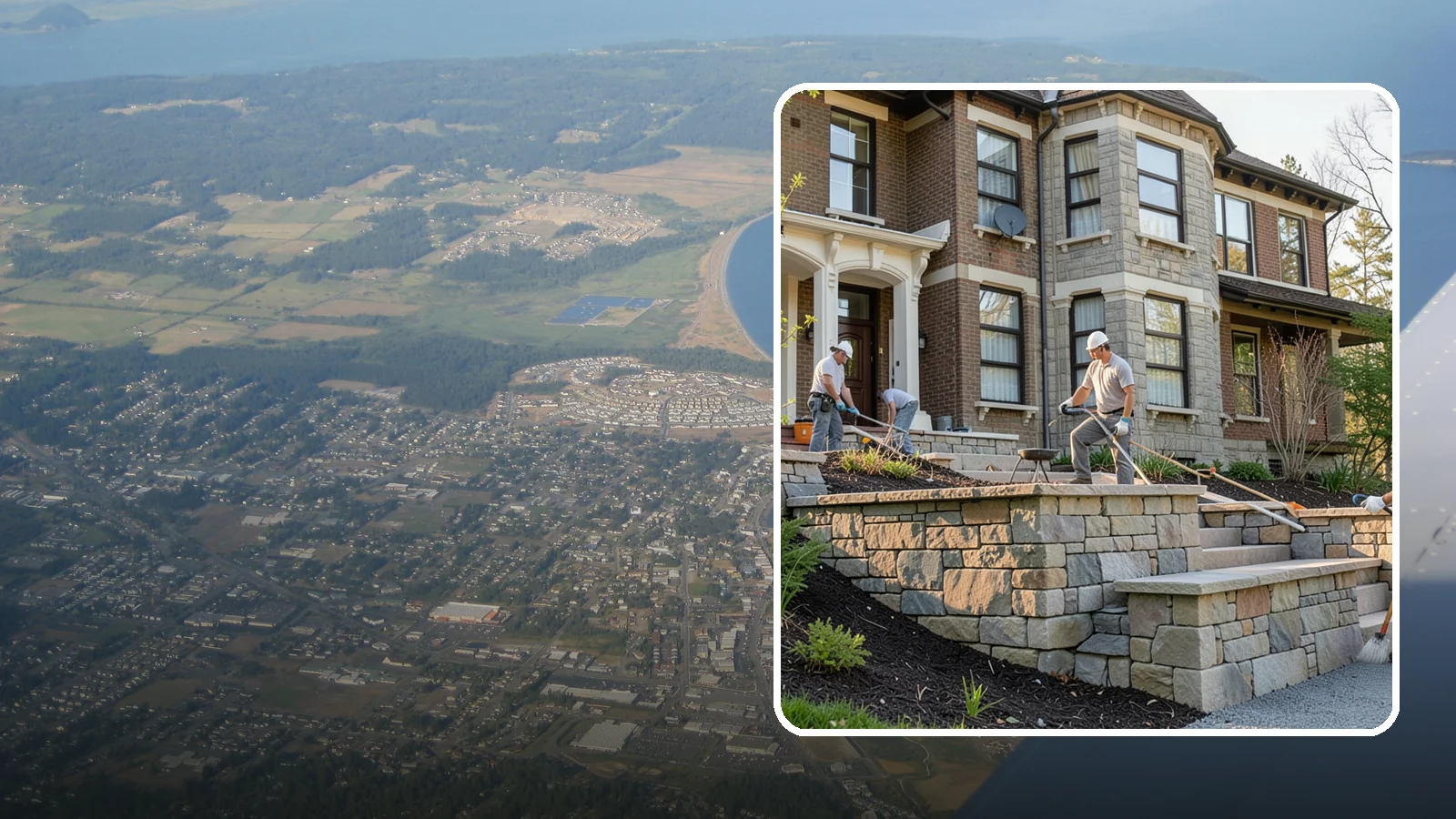 Natural Stone Retaining Wall in Oak Harbor, Island County, WA - Hand-setting natural stone into a retaining wall that combines timeless beauty with solid slope support.