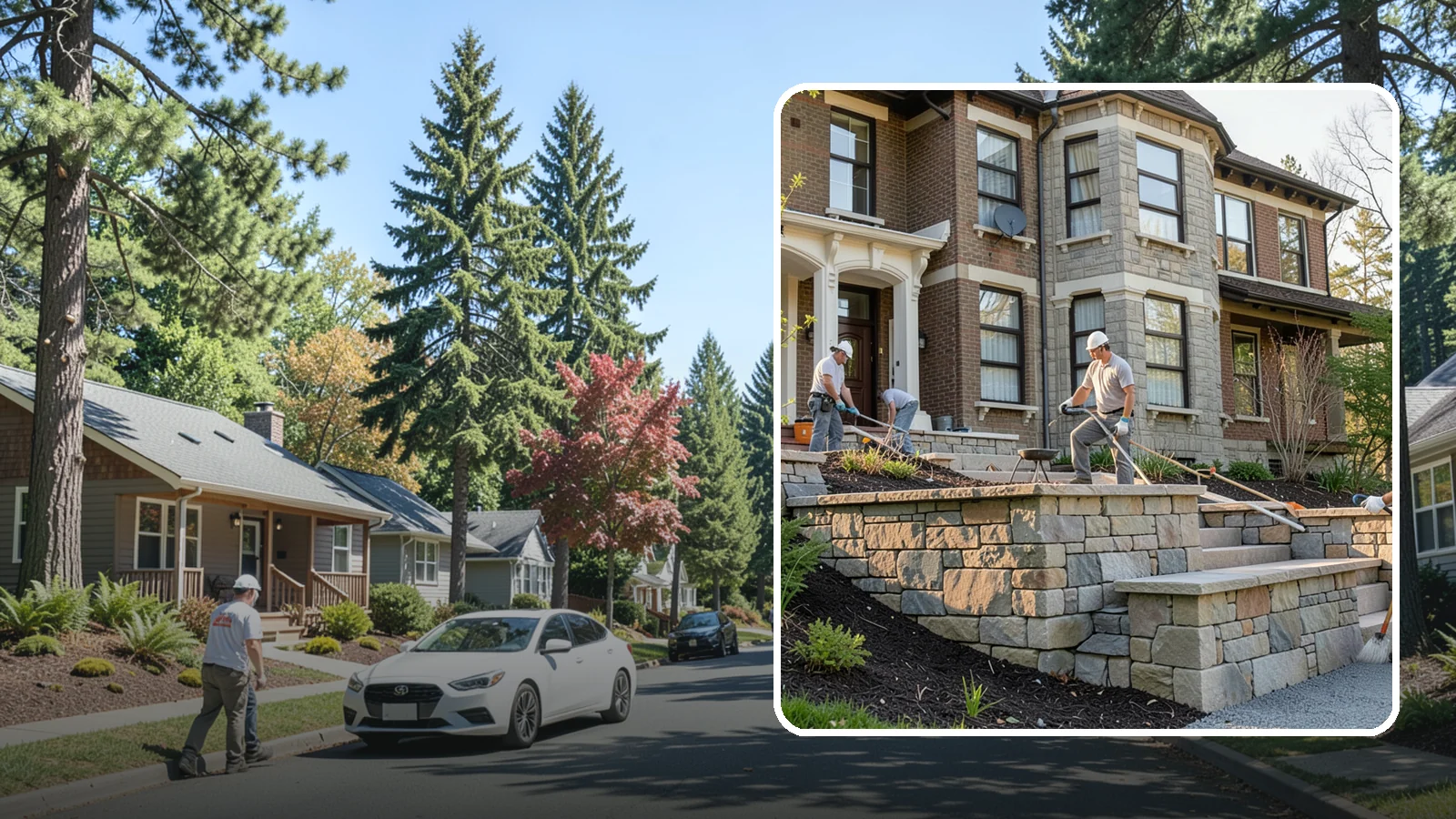 Natural Stone Retaining Wall in Orting, Pierce County, WA - Hand-setting natural stone into a retaining wall that combines timeless beauty with solid slope support.