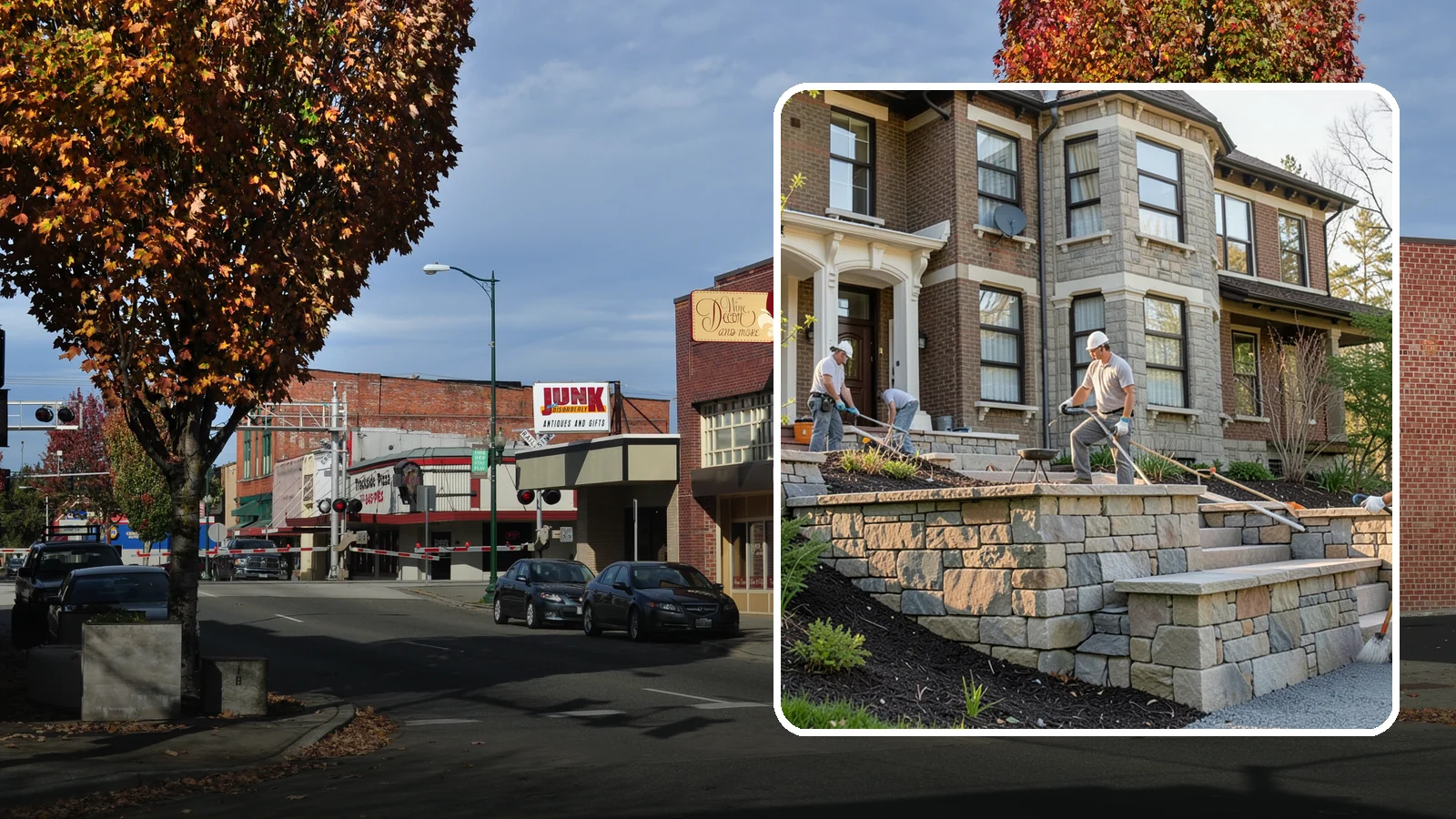 Natural Stone Retaining Wall in Puyallup, Pierce County, WA - Hand-setting natural stone into a retaining wall that combines timeless beauty with solid slope support.