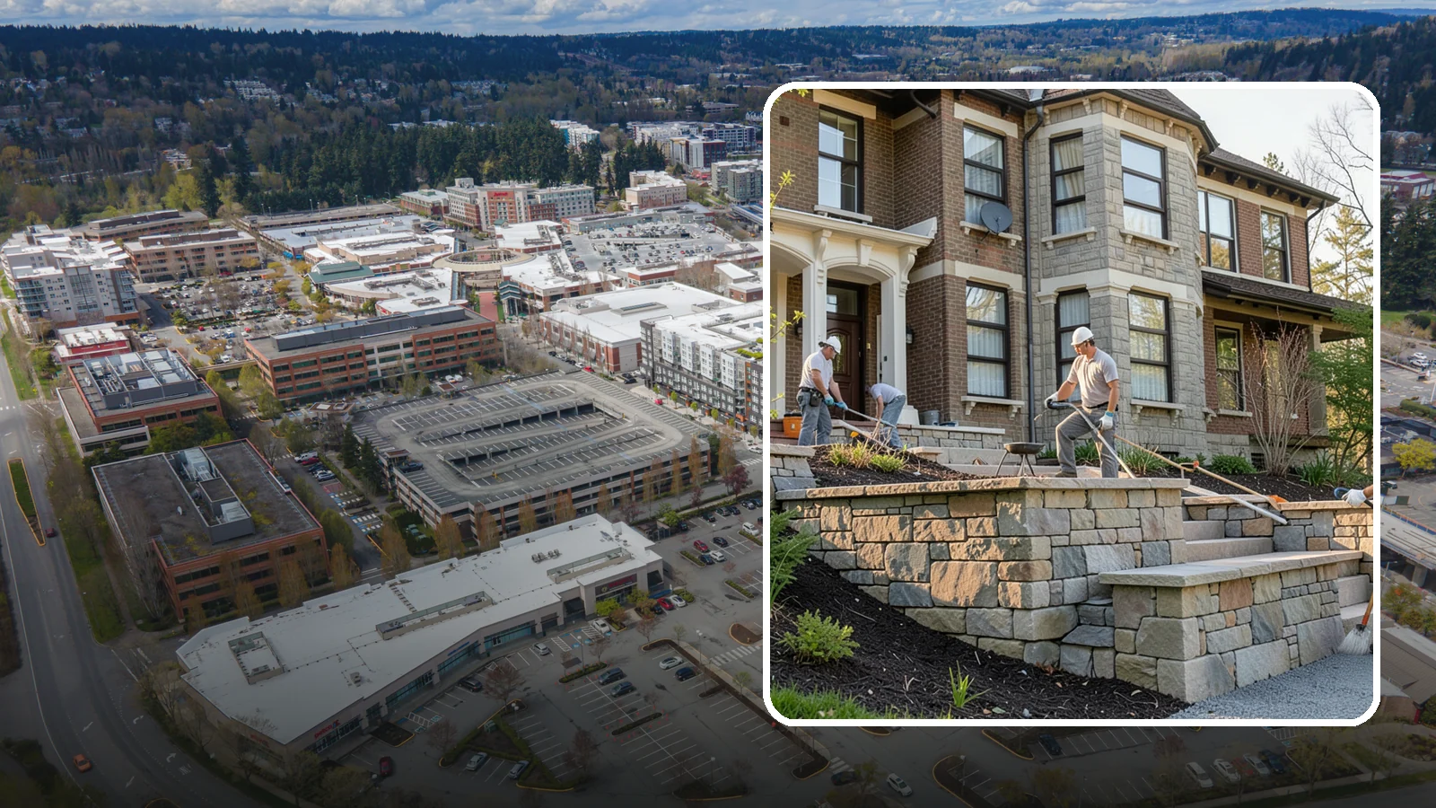 Natural Stone Retaining Wall in Redmond, King County, WA - Hand-setting natural stone into a retaining wall that combines timeless beauty with solid slope support.
