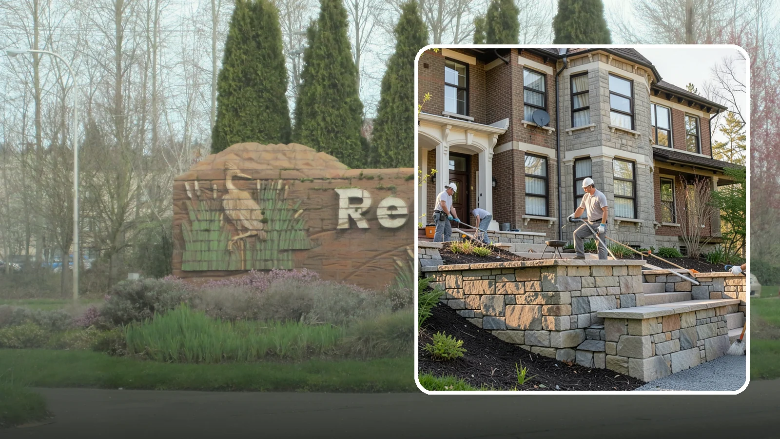 Natural Stone Retaining Wall in Renton, King County, WA - Hand-setting natural stone into a retaining wall that combines timeless beauty with solid slope support.