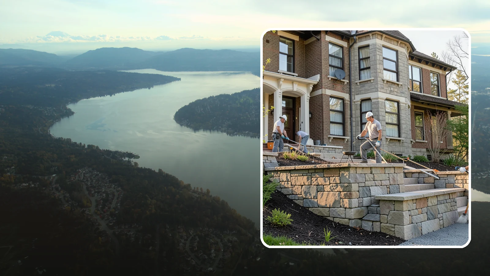 Natural Stone Retaining Wall in Sammamish, King County, WA - Hand-setting natural stone into a retaining wall that combines timeless beauty with solid slope support.